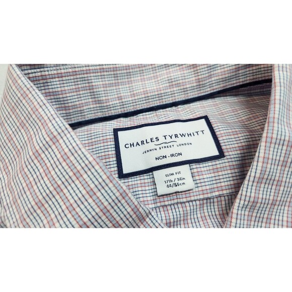 Charles Tyrwhitt Men's 17.5/34 in Non Iron Slim Fit Gingham Check Shirt - Picture 4 of 7